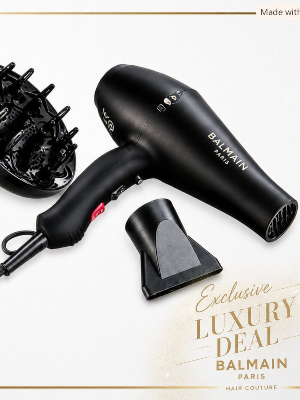💎BALMAIN Paris-Professional Blow‑Dryer Set – 3‑Piece Luxury Collection NIB
